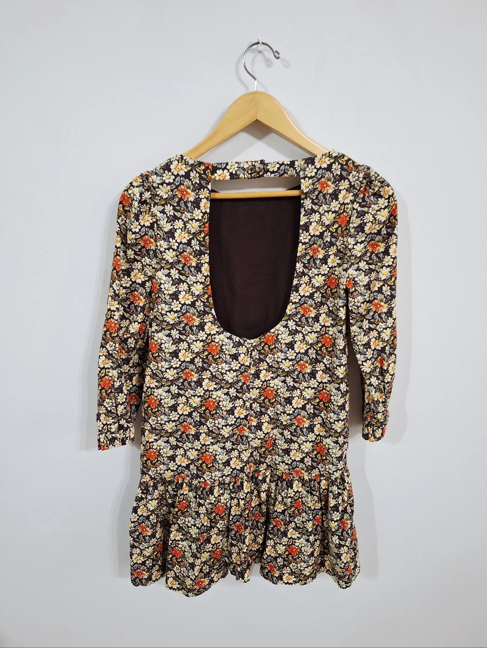 Free People The Avenue Floral Mini Dress Cutout Ruffle – XS